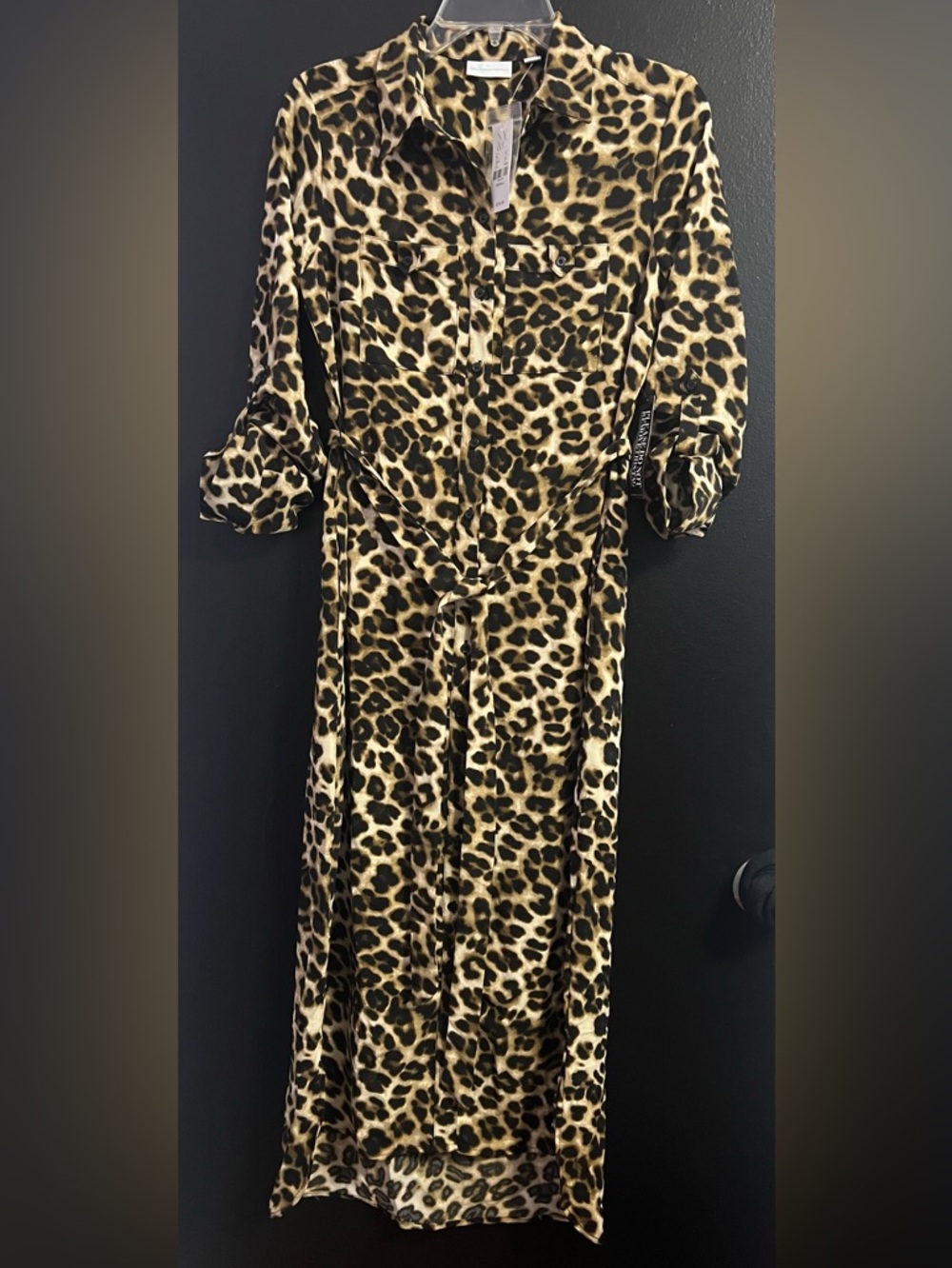 NY&Co Leopard Print Maxi Shirt Dress - Tan/Black - Picture 2 of 6